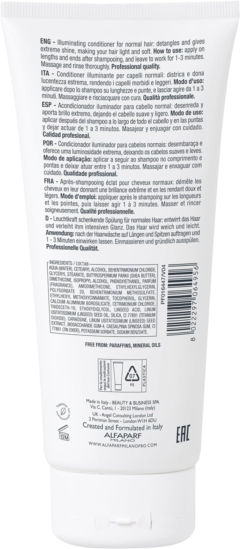 Alfaparf Milano Semi Di Lino Diamond Illuminating Conditioner - Color Safe - Detangles and Adds Gloss - Citrus, Floral, Woody, Musk Scent - 6.76 Oz image number 5