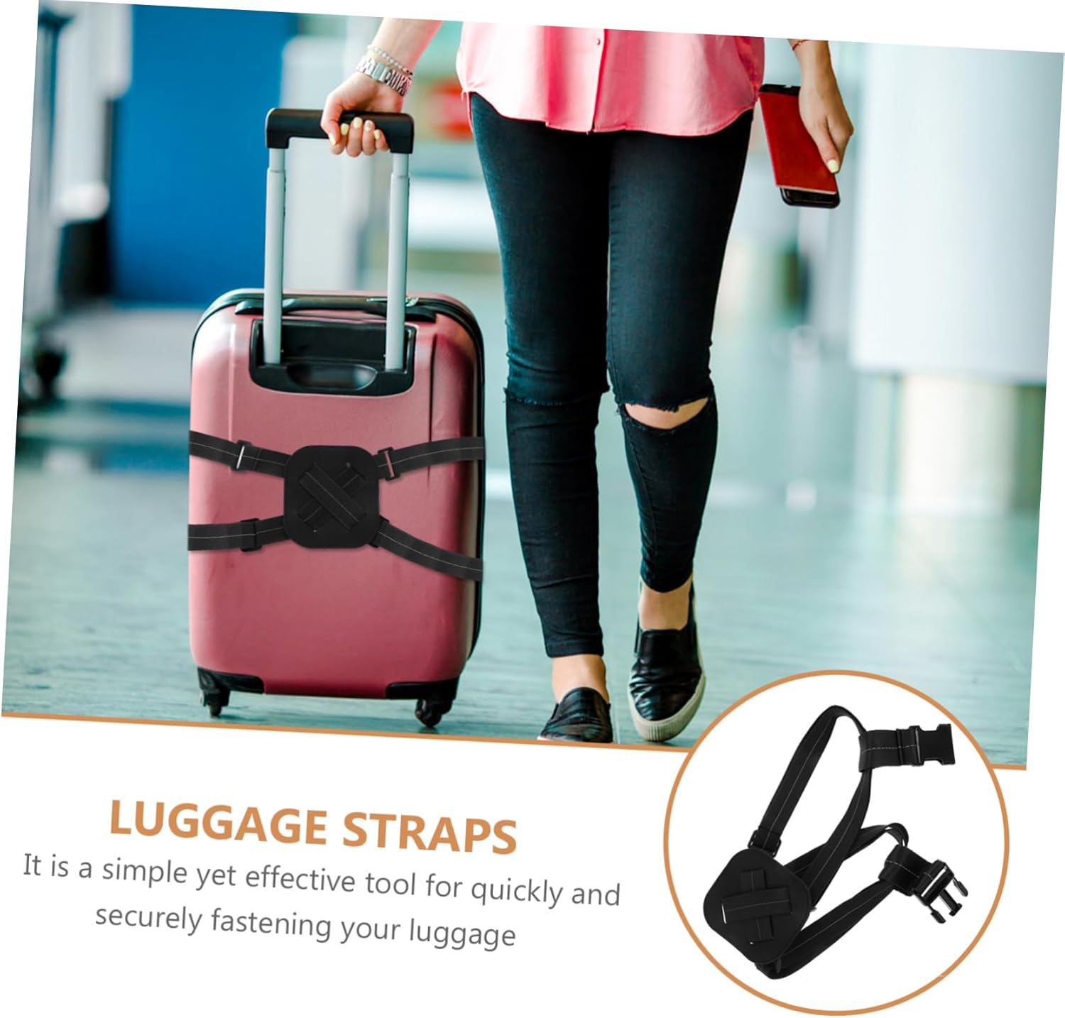 ANDRESLAD Travel Suitcase Straps Luggage Fixing Straps Elastic Luggage Bands for Suitcases