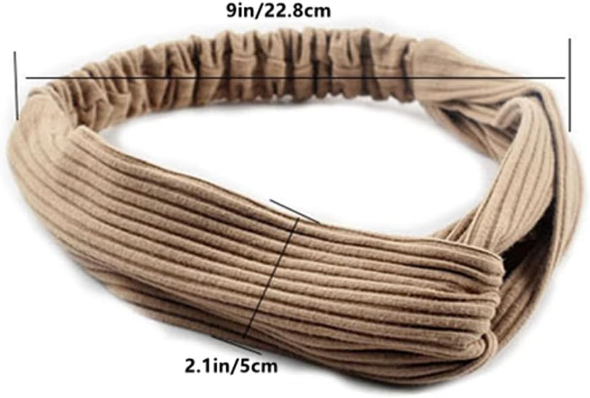 10 Pcs Headbands for Women Twist Knotted Women Head Bands Boho Stretchy Hair Bands Non Slip for Girls, Criss Cross Turban Plain Headwrap Yoga Workout Vintage Hair Accessories image number 2