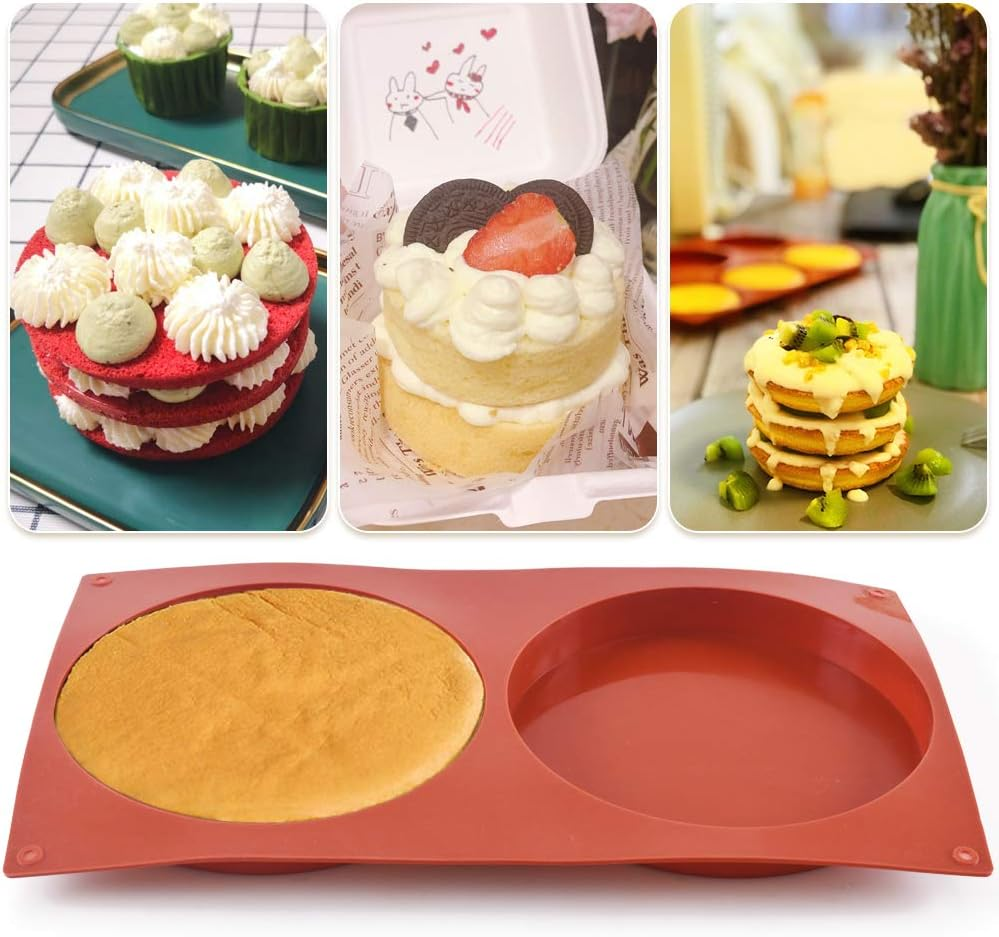 Ionegg round Cake Pans, 5.4 Inches Silicone Molds for Baking, Nonstick & Quick Release Baking Pans for Layer Cakes, Cheese Cakes, Rainbow Cakes and Chocolate Cakes, Pack of 2 image number 5