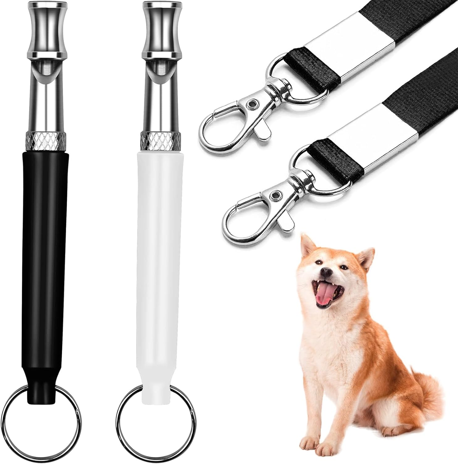 2 Pack Dog Whistle, Adjustable Ultrasonic Dog Whistle,To Stop Barking Neighbors Dog,Professional Recall Dog Training Whistles, Training Stop Bark Control Tool with Black Lanyard image number 1
