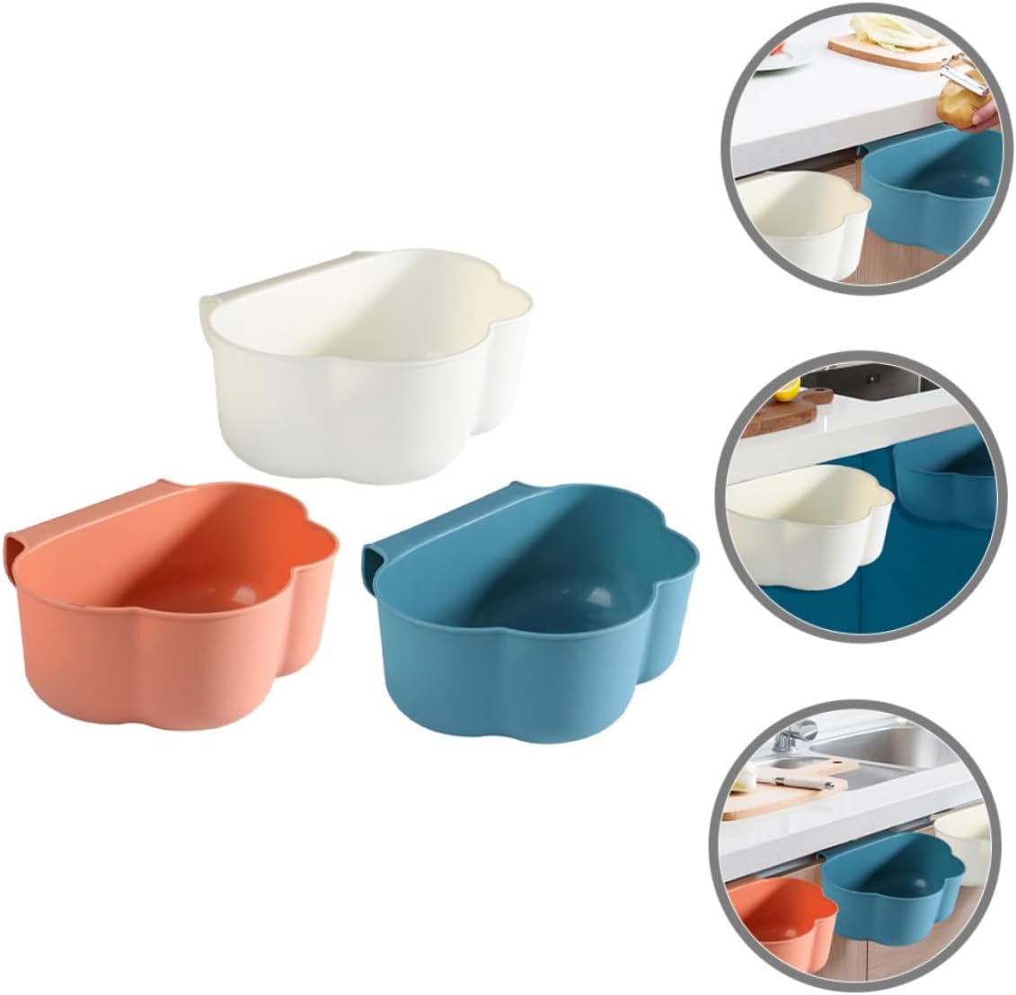 Cabilock 3Pcs Kitchen Hanging Trash Can Compost Bin with Large Capacity Versatile Door-Mounted Garbage Holder for Cabinet Wall Storage Baskets for Waste Disposal image number 1