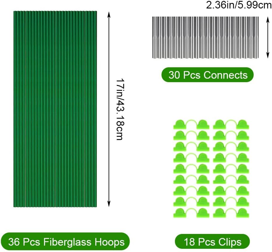 Springup 36PCS 3.8Ft/1M DIY Garden Hoops Grow Tunnel Trellis Arch, Greenhouse Hoops for Raised Beds, Rust-Free Fiberglass Support Hoops Frame, Plant Stakes, Outdoor Gardening Supplies (Green) image number 3