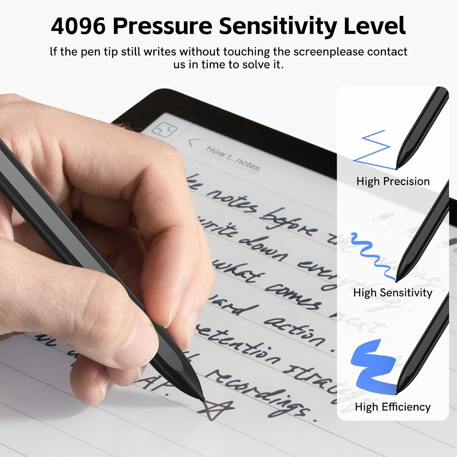 Remarkable 2 Pen, EMR Stylus Pen with Eraser, 4096 Pressure Level, Palm Rejection & Magnetic Adsorption, Compatible with Remarkable 2/1/Samsung Galaxy/Kindle Scribe/Boox image number 4