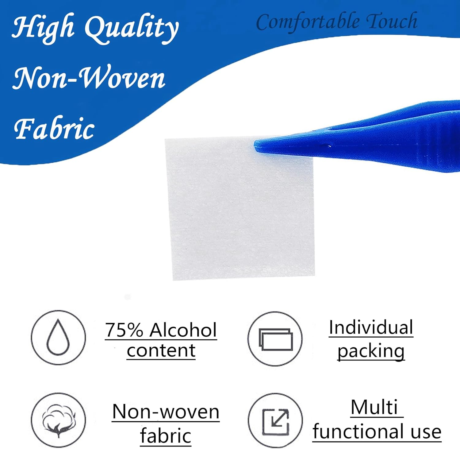 Wakouter Alcohol Pad Swabs Skin Cleansing Wipes Saturated with 75% Ethanol, 100 Pcs Lndividually Wrapped Disposable Alcohol Wipes, Used for Skin Preparation and Equipment Disinfection (6X3Cm) image number 2