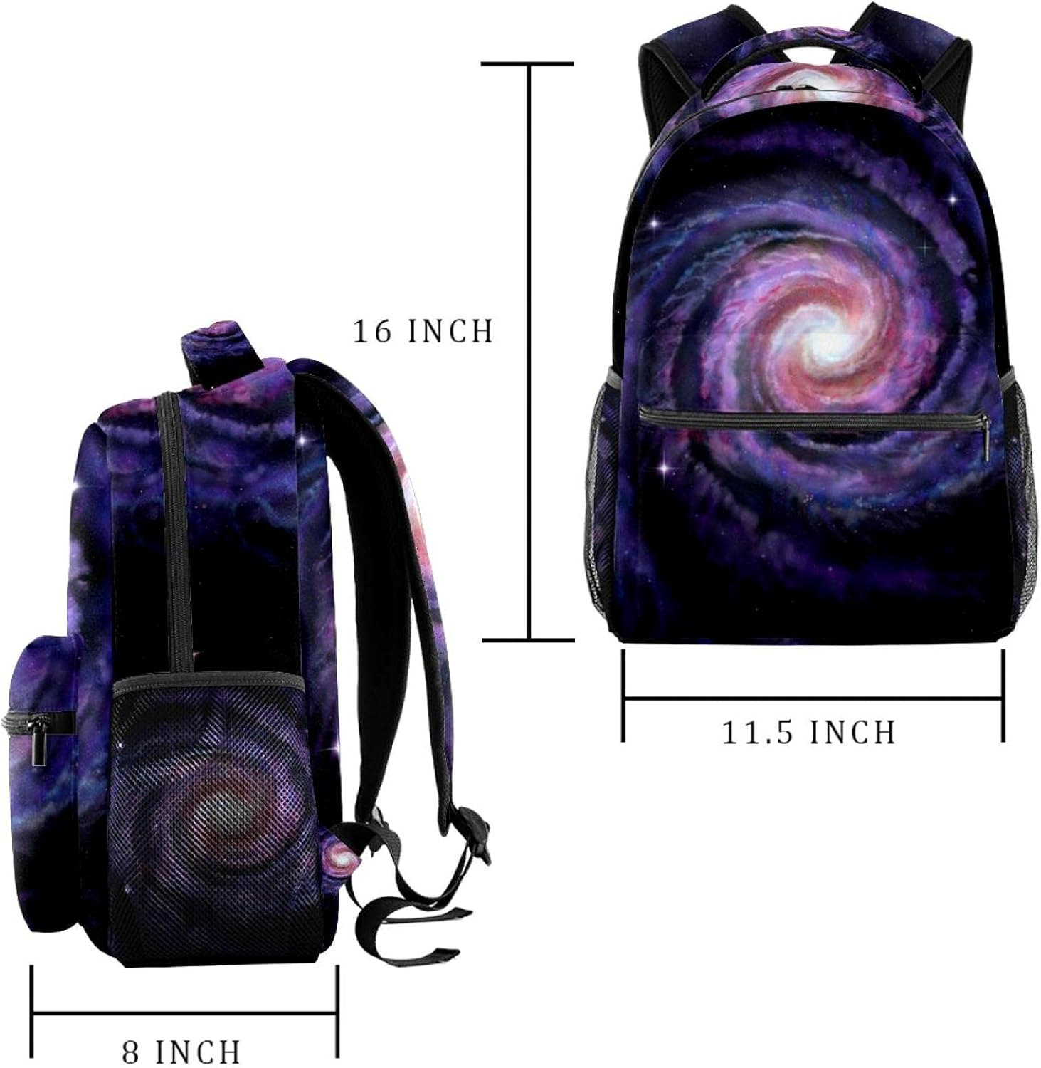 Spiral Galaxy Illustration of Milky Way Backpack Students Shoulder Bags Travel Bag College School Tote Backpacks image number 4