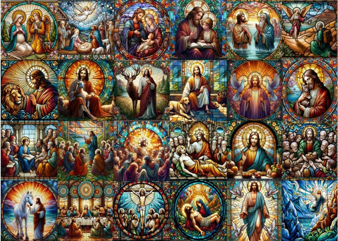 2025 Christmas Puzzle Advent Calendar for Kids Adults 1008 Pieces, Christmas Stained Glass Life of Jesus Jigsaw Puzzles, 24 Days Christmas Countdown Calendar Puzzle as Christmas Decoration image number 5