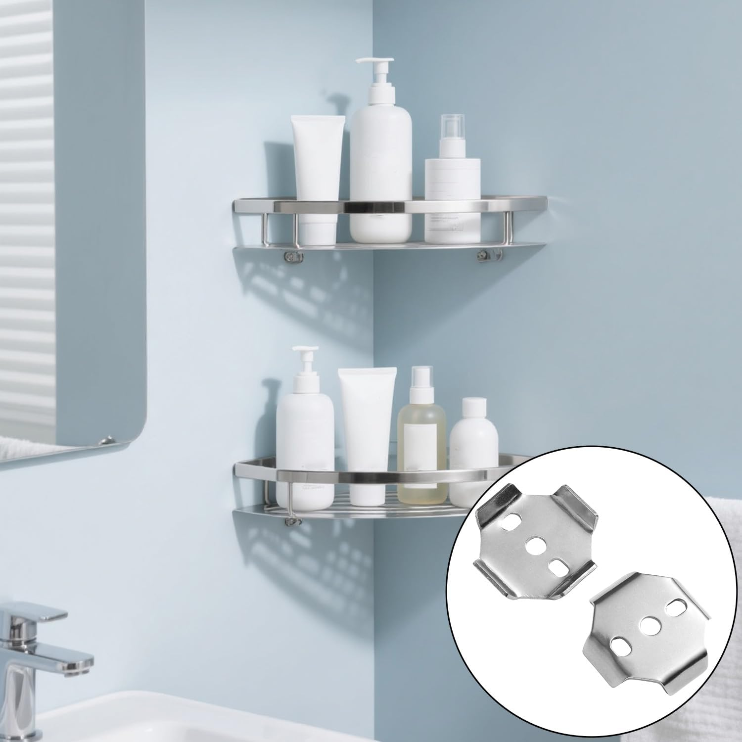 Lasuroa 2Pcs Towel Bar Replacement Parts, 39X39Mm Stainless Steel Square Buckle Wall Bracket Towel Bar Base Spacers Fixing Piece Screws Bathroom Mounting Hardware Kit for Towels Rod Accessories image number 2