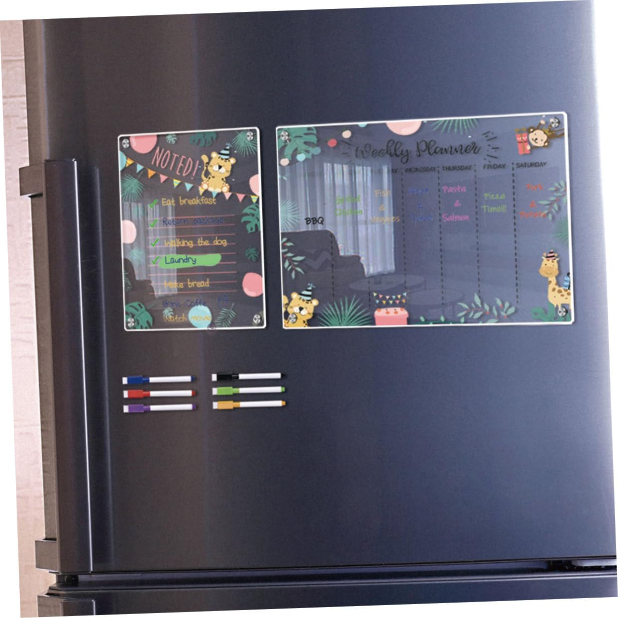 TEHAUX Magnetic Planning Message Board Whiteboard Calendar Acrylic Magnetic Dry Erase Fridge Planner Board image number 1