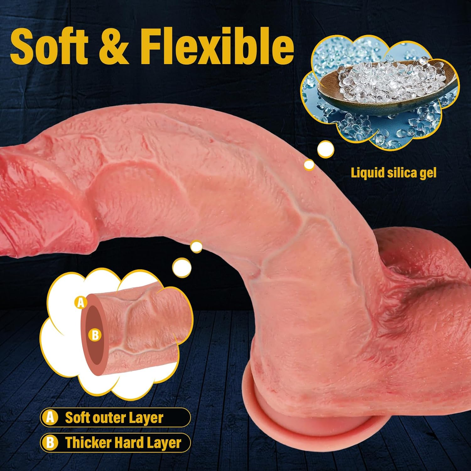 10'' Realistic Uncut Foreskin Big Dildo Sex Toys &ndash; Thick Huge Dildos for G Spot and Anal Play with Powerful Suction Cup, Skin-Like Giant Silicone Dildo Hands-Free Play Adult Toys for Women Couples Men image number 6