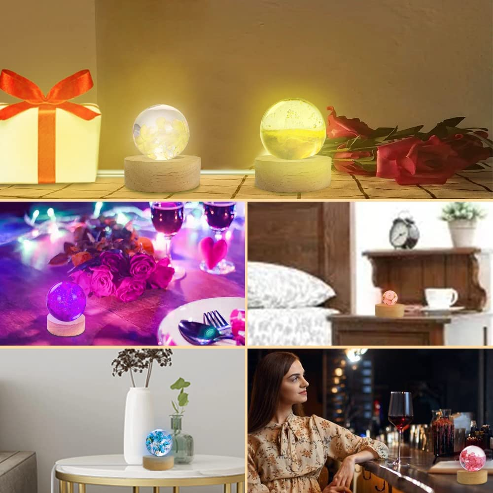 AFUNTA 5 PCS Clear Silicone Ball Molds, 3D Sphere Silicone Resin Mold round Ball Epoxy Resin Mold with USB Powered Lighted Base Stand, for Jewelry Making, Home Decoration image number 4