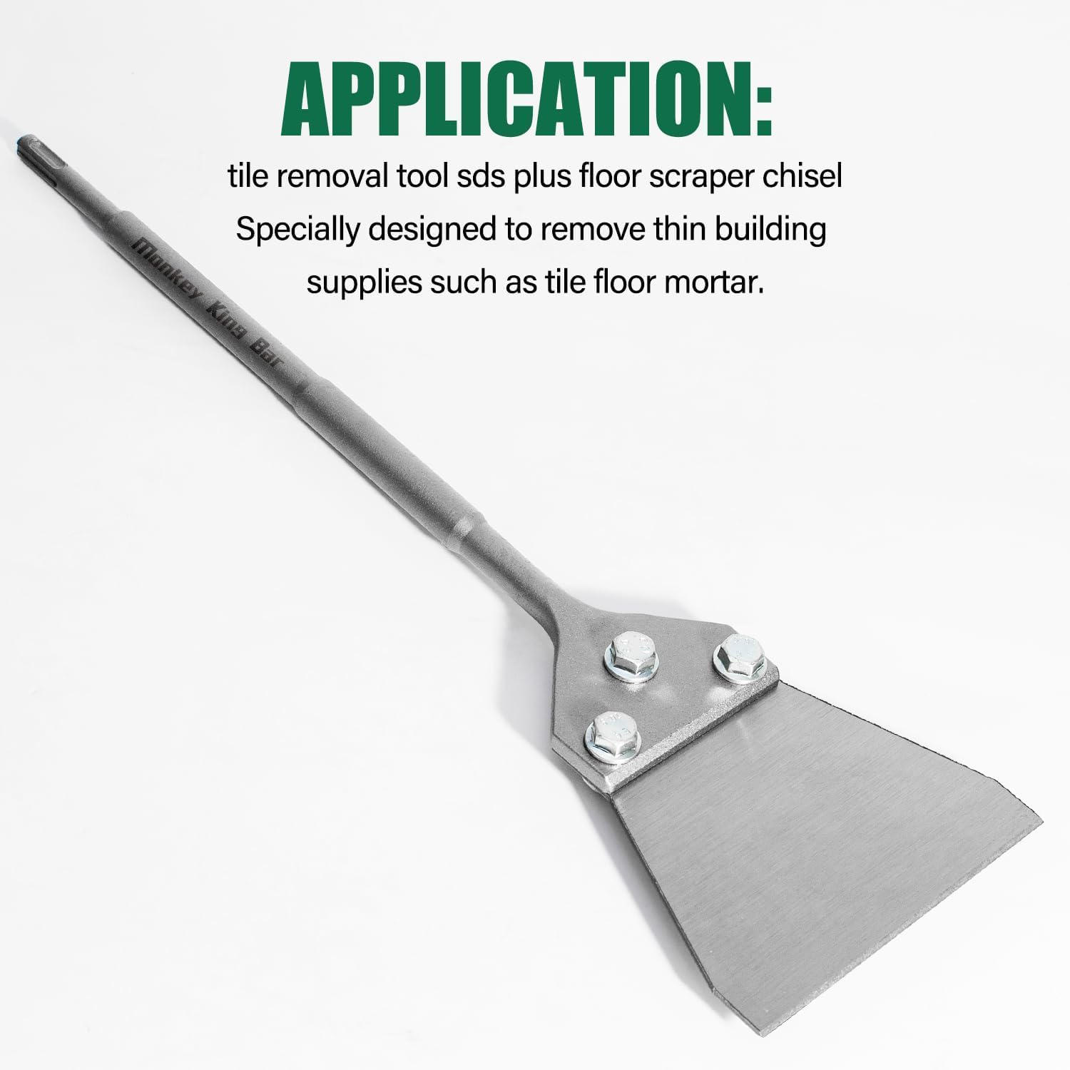 Monkeykingbar 5" Sds-Plus Floor Scraper Chisel - Flooring Removal Tool for Thinset & Tile Chisel Used for Clean Old Tiles, Laminates, Rust, and More (5.1X17.1") image number 5