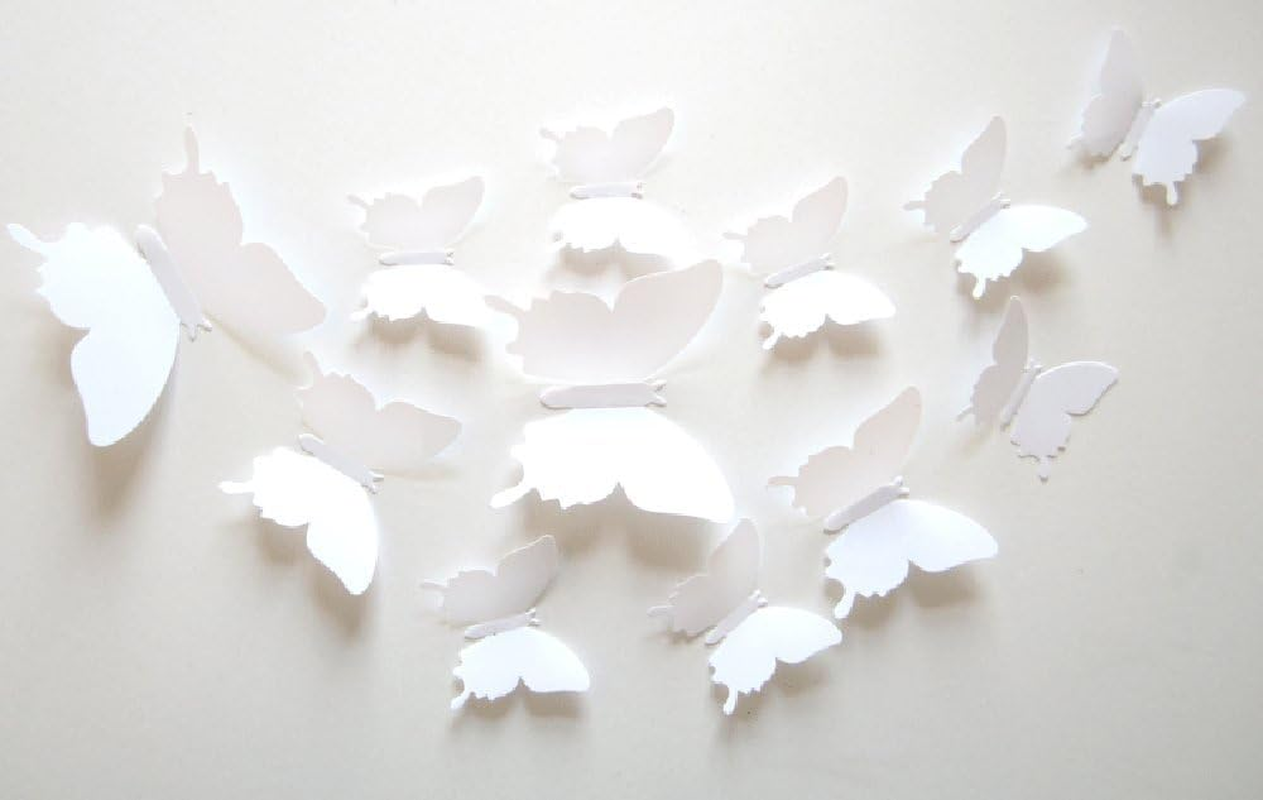 Cuteproduct 12Pcs 3D Butterfly Removable Wall Decals Diy Home Decorations Art Decor Wall Stickers Murals for Babys Kids Bedroom Living Room Classroom Office(Color White) - Black,Random image number 5