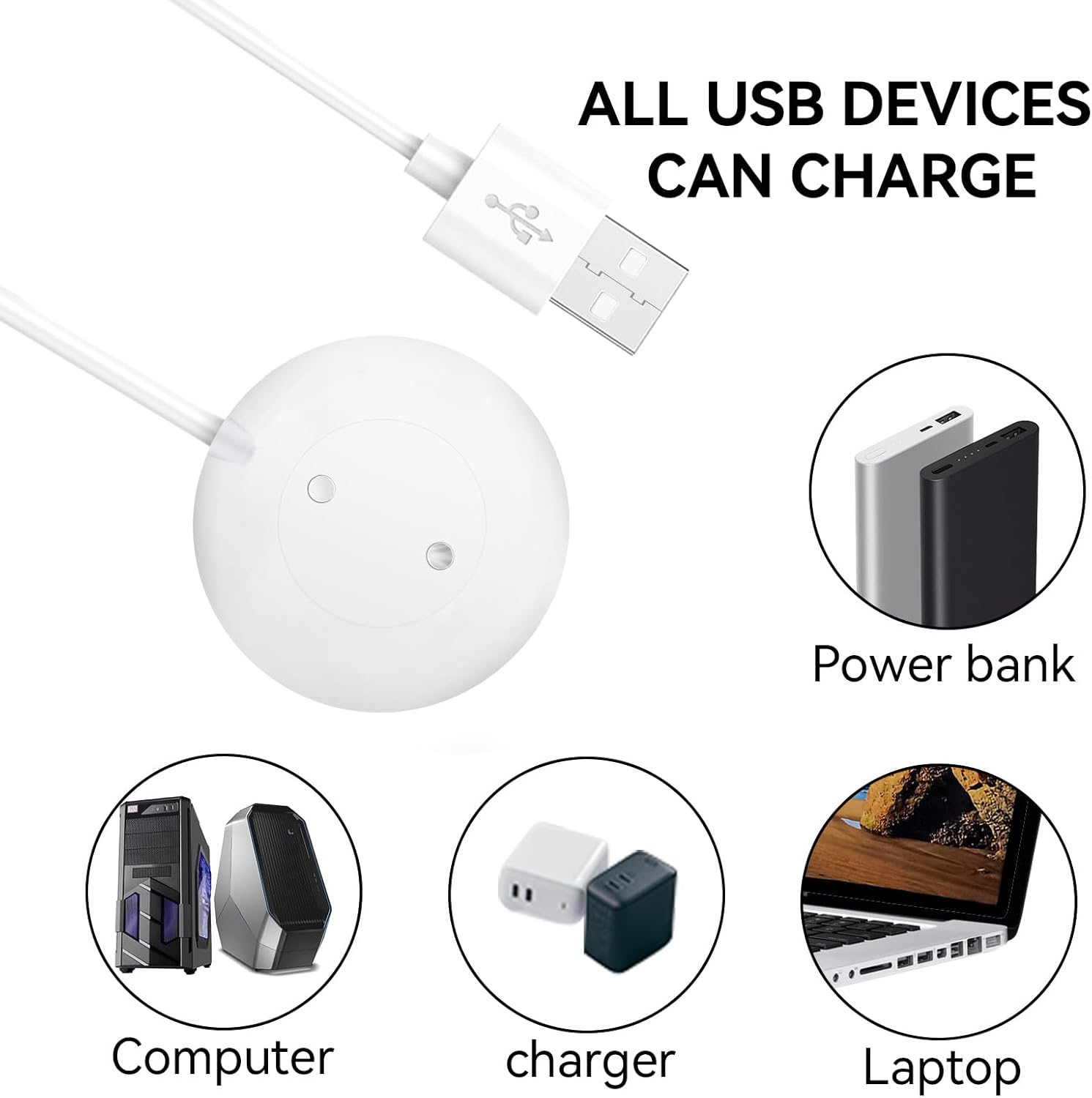 Charger Dock Compatible for Rose Toy Portable Magnetic Replacement Charging Stand Adapter with USB Charging Cable Cord for Rose Massagers,White