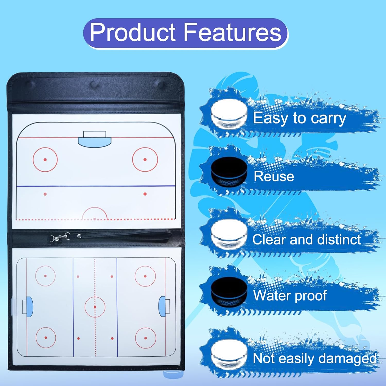 Joyeee Ice Hockey Tactics Board for Kids & Adults, Magnetic Coaching Board, Ice Hockey Equipment for Men, Boys and Ice Hockey Enthusiast, Christmas Ice Hockey Gifts for Men Father - 03 Double Side Ice Hockey Board image number 7