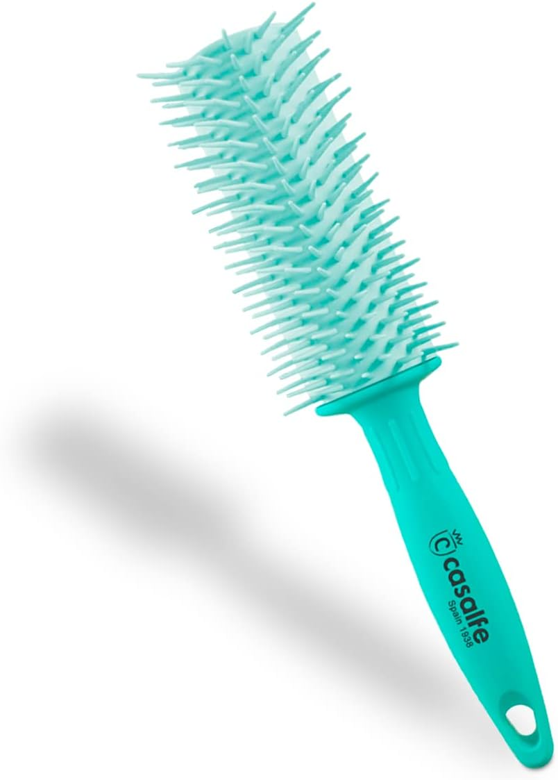 Casalfe Pro Curly Anti-Pull Brush for Curly/Rebel Hair, Hair Brush with Flexible Picks and Textured Nano, Prevents Hair Breakage, Tiffanys Colour