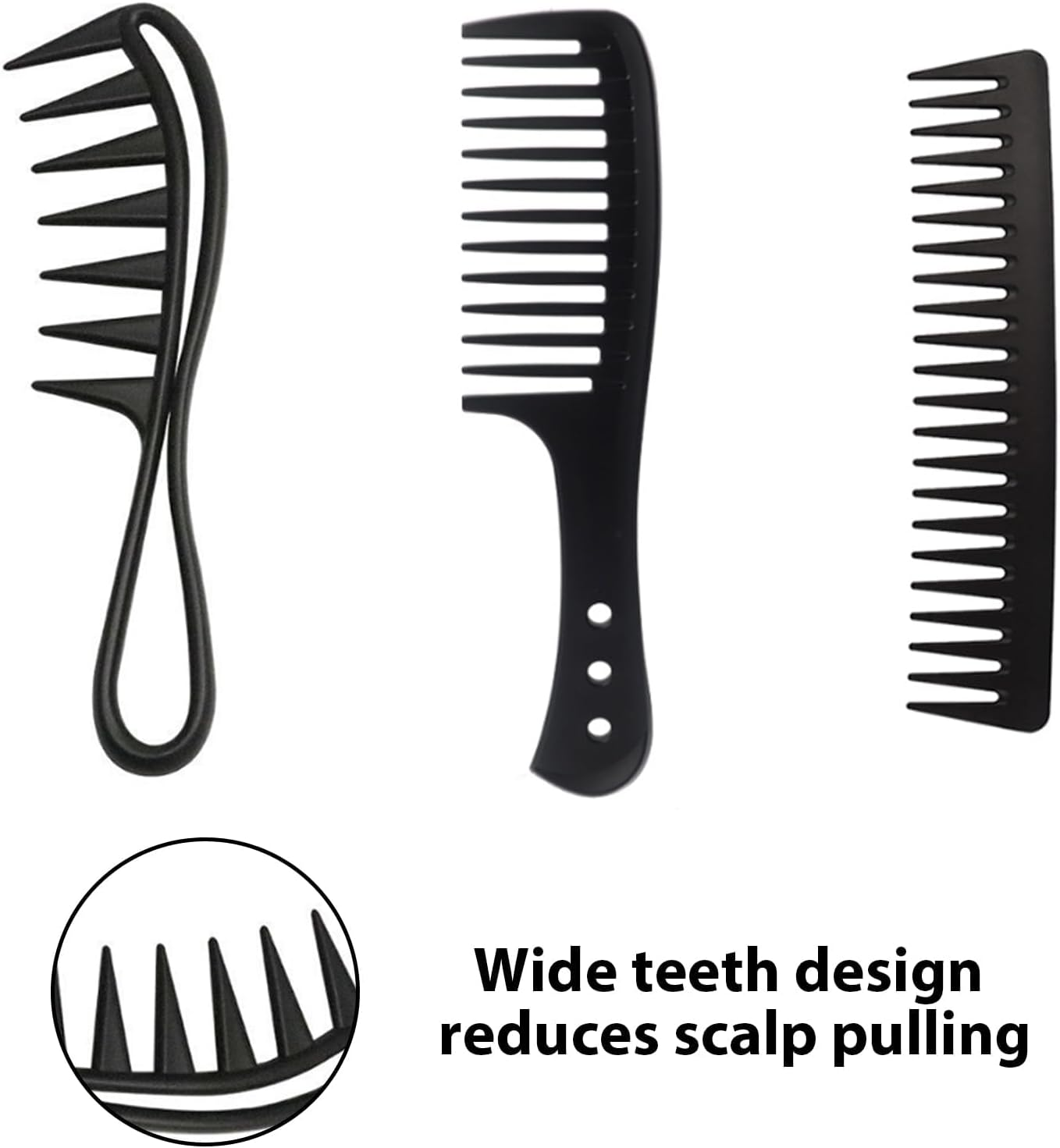GVSS 4 Piece Hair Comb Set Wide Teeth Comb Curly Hair Comb Ideal for All Hair Types Anti-Static Hair Combs for Men and Women Black image number 2