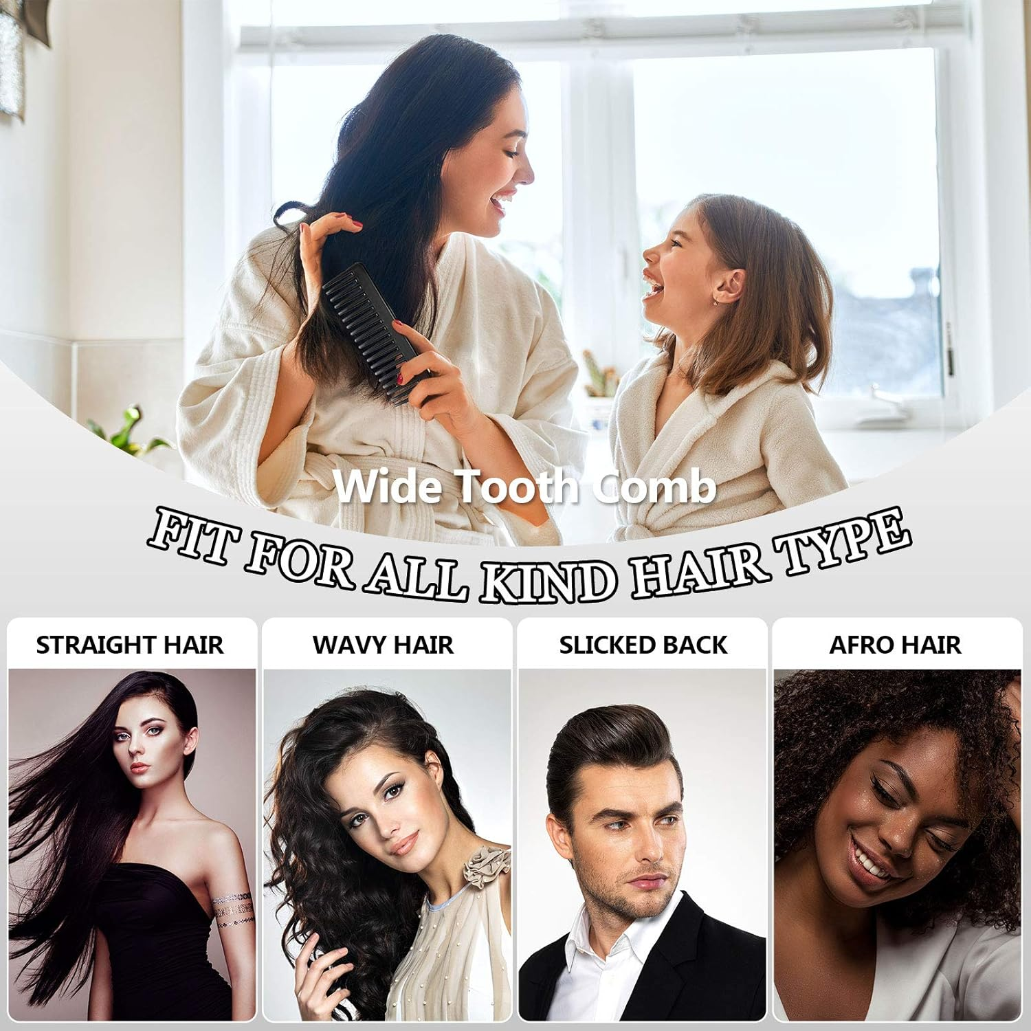 Patelai Large Hair Detangling Comb Wide Tooth Comb for Curly, Long, Wet or Dry Hair, No Handle, Anti-Static, Plastic, Unisex, White image number 2