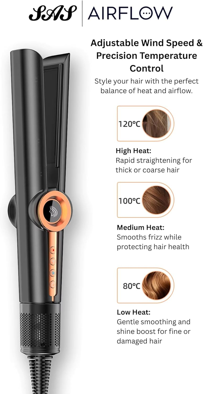SAS Air Flow 2-In-1 Hair Straightener - Smart Moisture Detection, Negative Ions, No Preheat, Lightweight Design image number 6