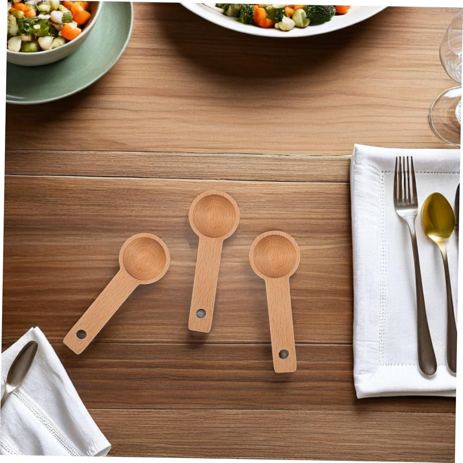 ABOOFAN 4Pcs Wooden Coffee Measuring Spoons Small Scoops for Ground Beans and Tea Solid Wood Kitchen Tools for Accurate Coffee Powder Measurement image number 2