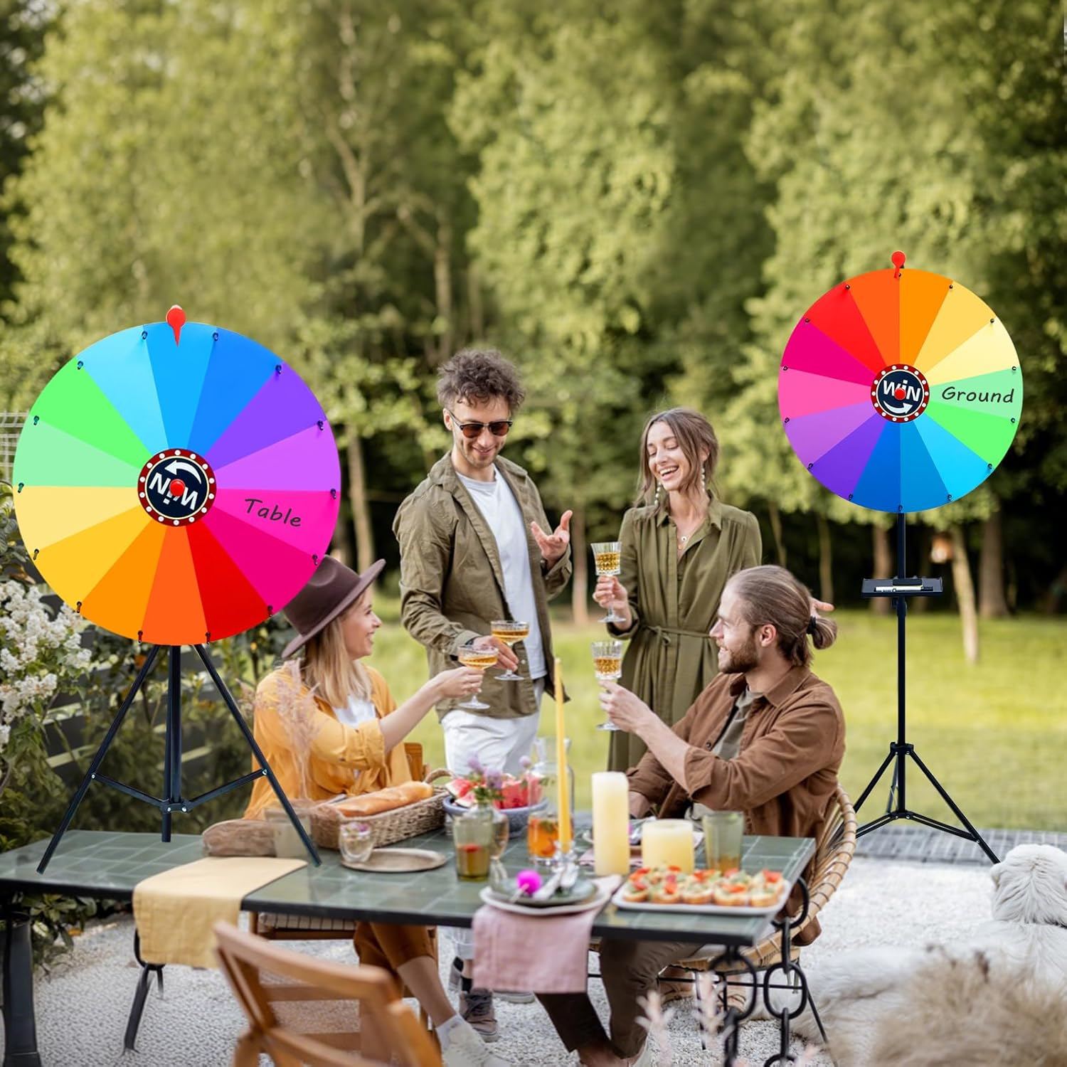 24'' 60Cm Spinning Prize Wheel Adjustable 1-2M Height Spin Doodle Game Spinner Colour Roulette Wheel with Foldable Stand Prize Wheel Spinner for Parties Events Games Trade Show 14 Colors image number 5