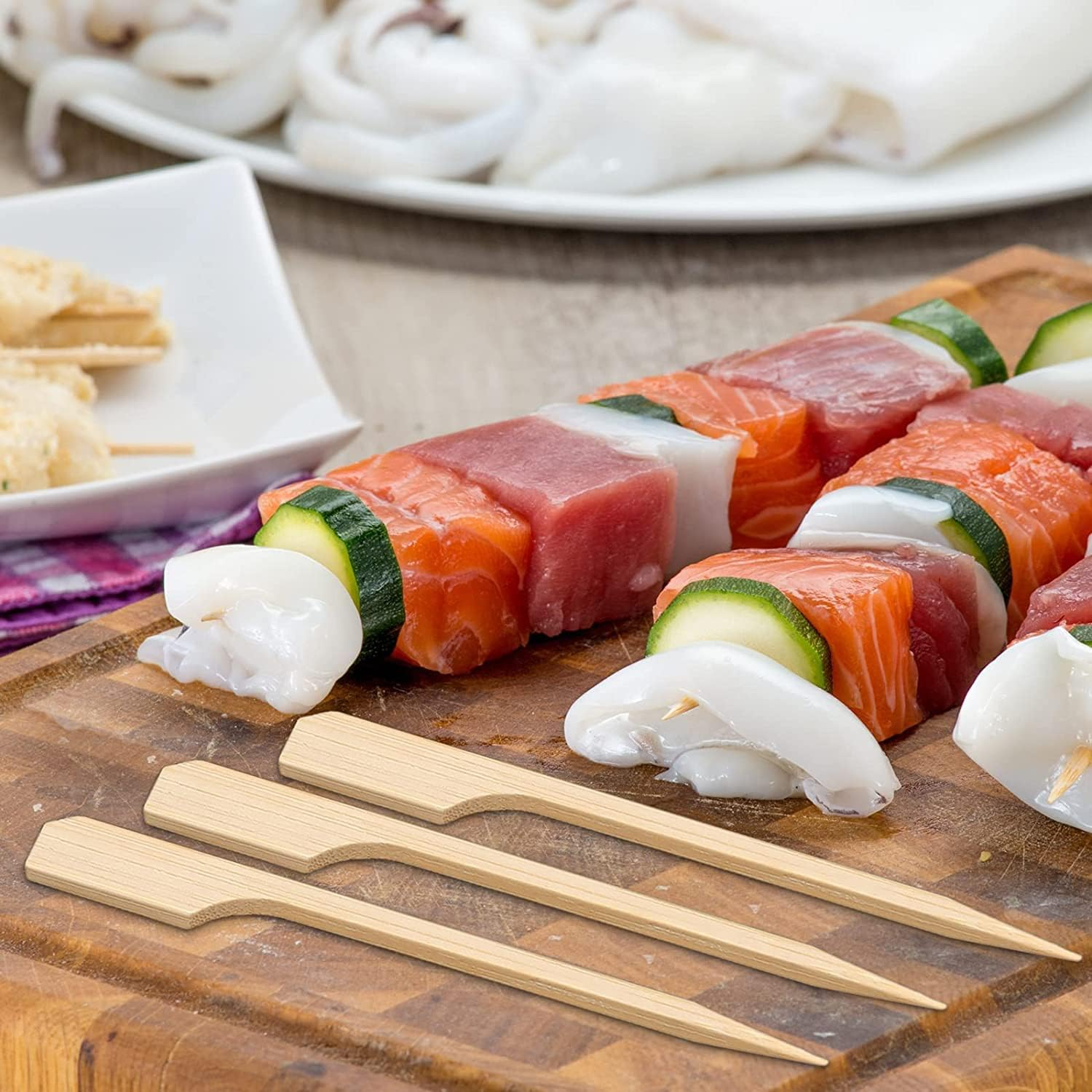 3.5 Inch Bamboo Skewers, 300 PCS Bamboo Paddle Wood Picks, Toothpicks for Appetizers, Cocktail Picks for Drinks, Food Picks, BBQ, Sandwich, Barbecue Snacks. image number 4