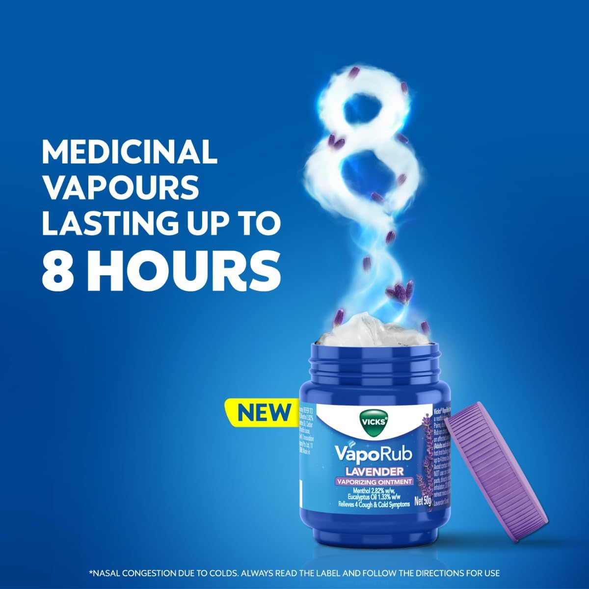 Vicks Vaporub Lavender Decongestant Cough Cold Rub 50 Gram image number 3