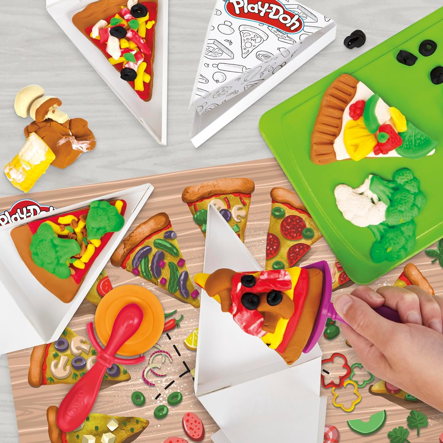 Play-Doh Pizza Slice Playset, Play Food Kitchen Toys for Kids, Arts & Crafts for Boys & Girls 3+ (Amazon Exclusive) image number 4