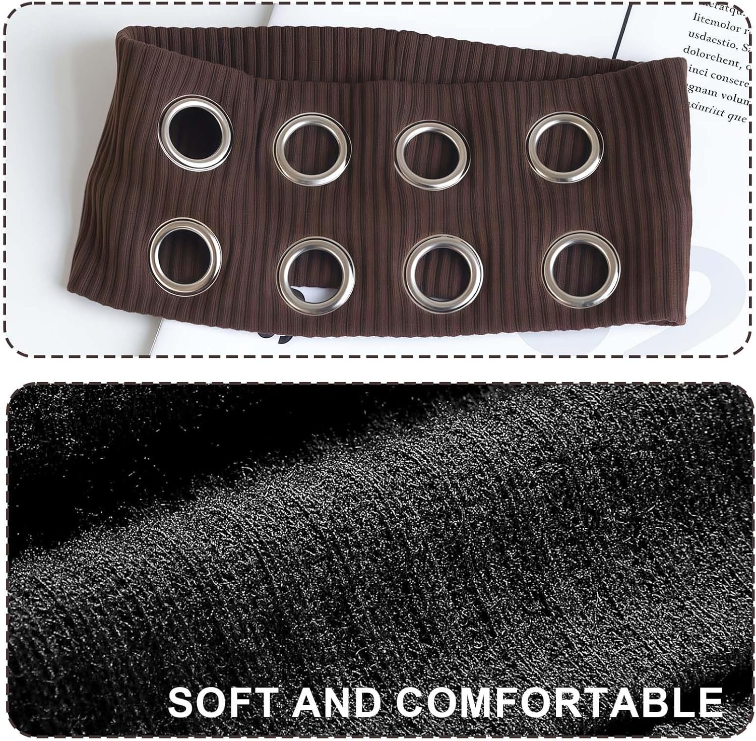 LUMOOM Pack of 2 Elastic Headband for Women, Y2K Girls Punk Grunge Wide Hair Bands with Eyelets, Stretchy Casual Hair Accessory for Training and Yoga image number 1