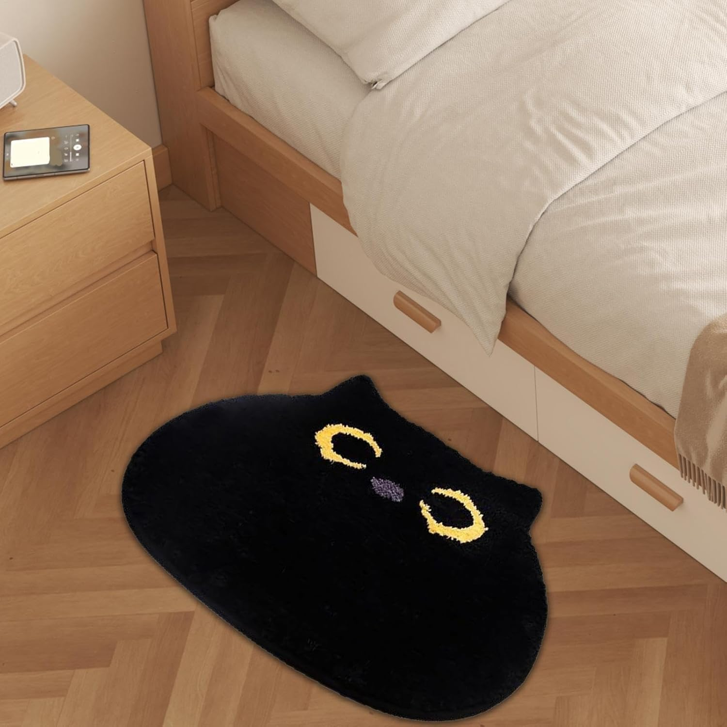 Black Cat Bath Mat, 55 Cm Bathroom Rug, Soft Non-Slip Cat Rug, for Kitchen, Bedroom, Home Decoration