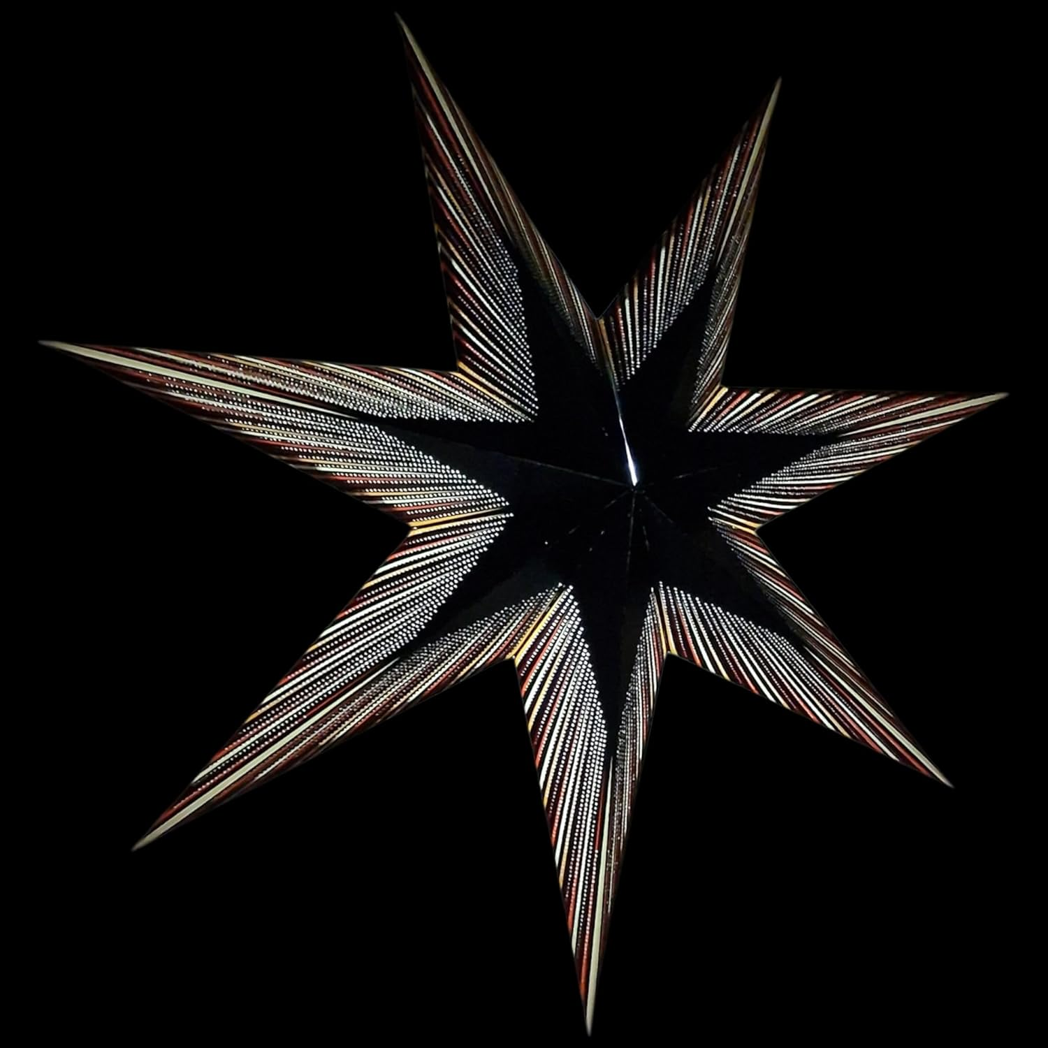 YEPSIO Paper Star Lantern Lampshade, 24 Inch, 7 Pointed Star, Foldable Hanging Decoration for Party, Wedding, Christmas (Black, Multicolour) image number 3