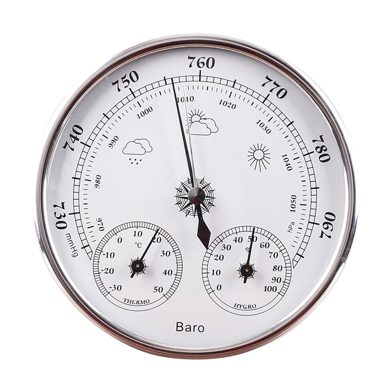 Thermometer Barometer Hygrometer, Wall Hanging Thermometer Barometer Hygrometer Lightweight Easy to Read with Clear Scales for Indoor Outdoor image number 5
