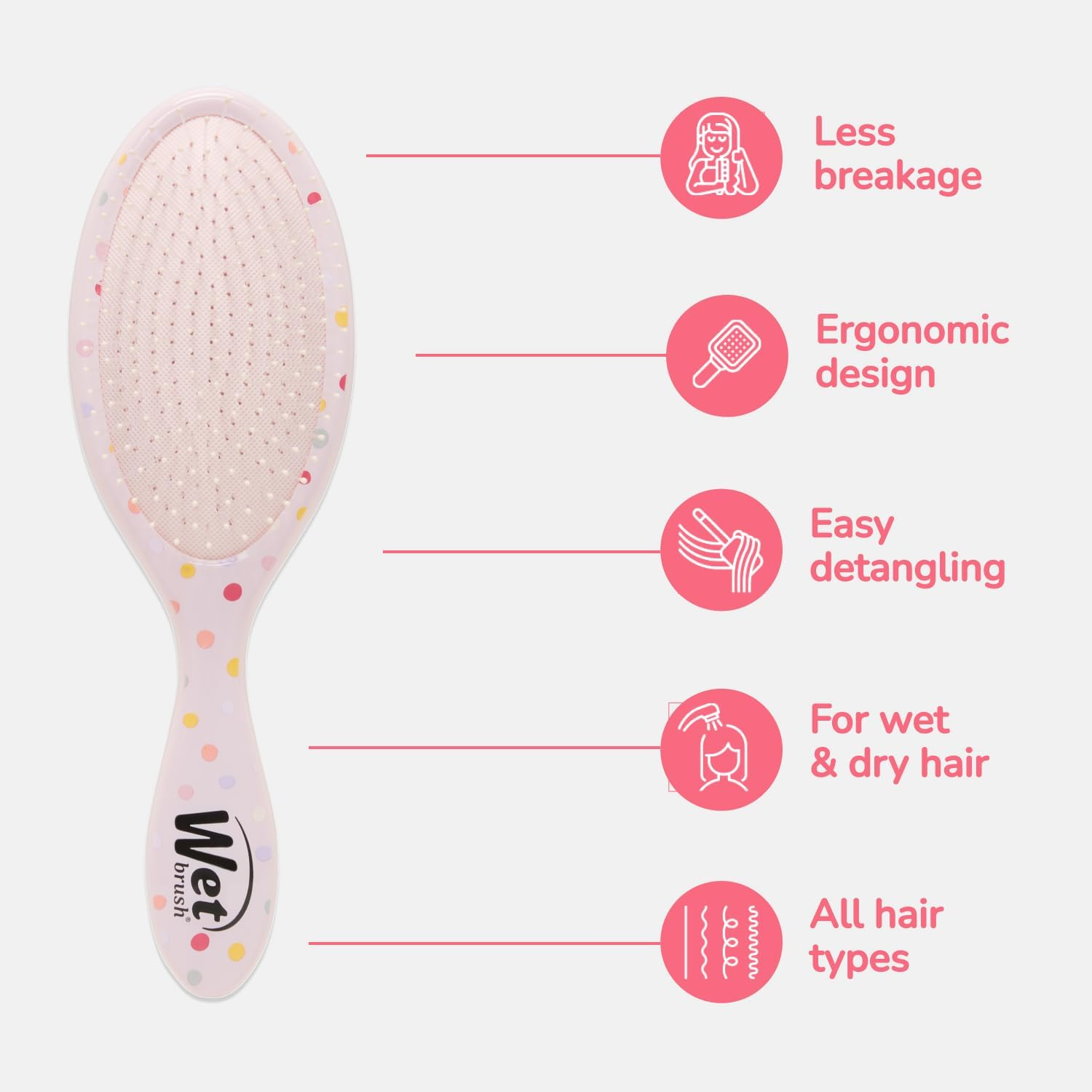 Wet Brush Original Detangling Hair Brush, Minnie (Hello Disney) - Ultra-Soft Intelliflex Bristles - Detangler Brush Glide through Tangles with Ease for All - for Women, Men, Wet & Dry Hair - Minnie image number 3