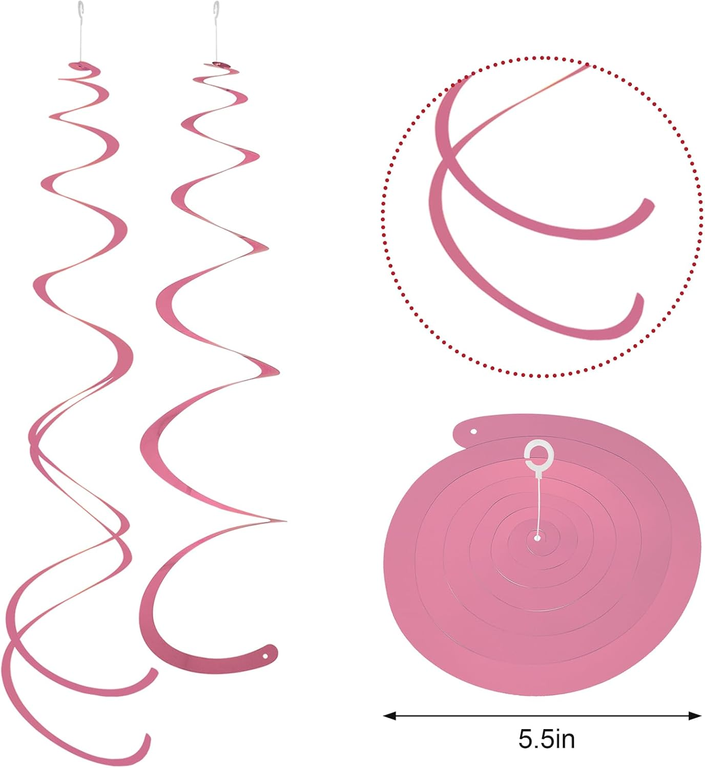 OJIOUI 28Pack Colorful Ceiling Swirl Foil Decorations Hanging Plastic Streamer Themed Swirl Party Decoration for Wedding Birthday Graduation Wedding Celebration Baby Shower Party (Pink) image number 2