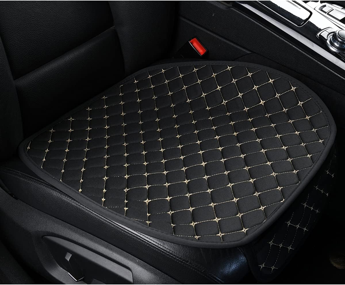 Car Seat Covers Auto Cushion Vehicle Long Rear Seat Chair Cover Protective Mat Pad for Baby, SUV, Skin-Friendly Golden Embroidery Thread (Black-Rear)