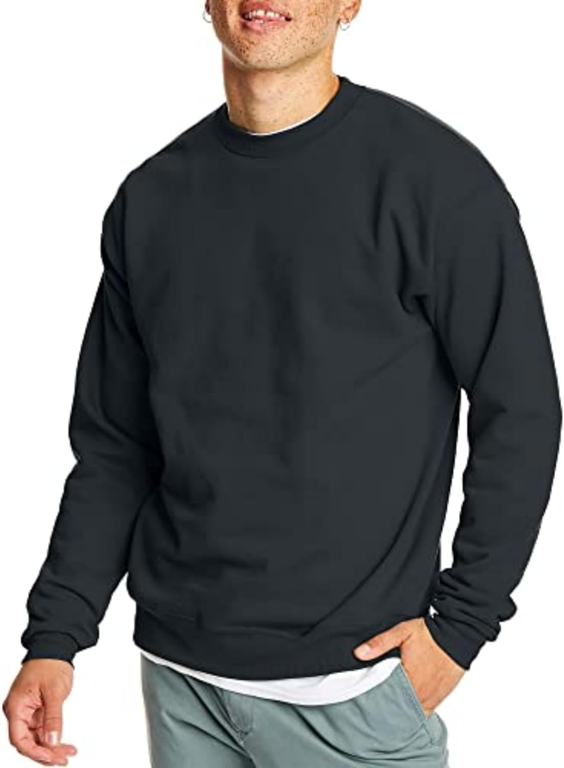 Hanes Men'S Ecosmart Fleece Sweatshirt, Black, Small image number 5