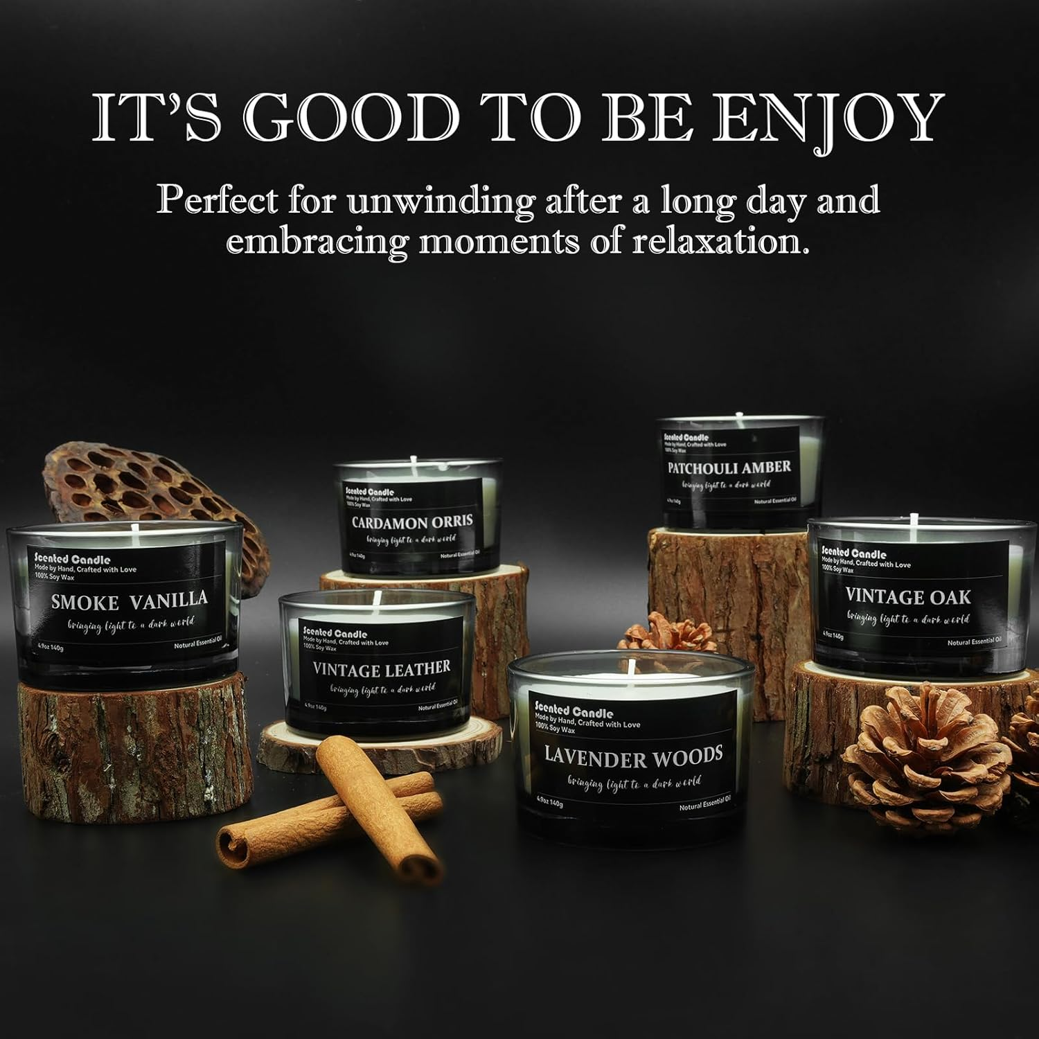 Minimalist Scented Candles for Men - 6 Pack Aromatherapy Candles Gifts Set for Birthday, Valentine, Christmas, Anniversary, Clean-Burning Soy Wax, Long-Lasting Fragrance Mood Enhancer image number 5