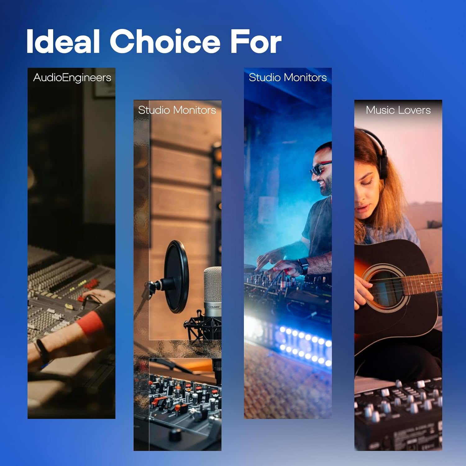 Linsoul Kiwi Ears Orchestra Lite Performance Custom 8BA In-Ear Monitor IEM with Detachable 4-Core 7N Oxygen-Free Copper OFC Cable, Handcrafts Faceplate for Audiophile Studio Musician (Purple) - Blue image number 3