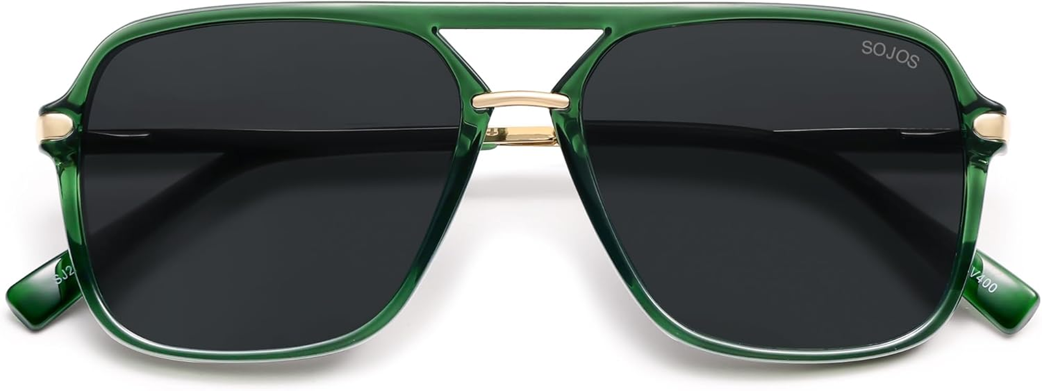 SOJOS Trendy Aviator Polarized Sunglasses for Women Men, Retro Vintage 90S Shades Sunnies SJ2229 - Black/Yellow image number 4