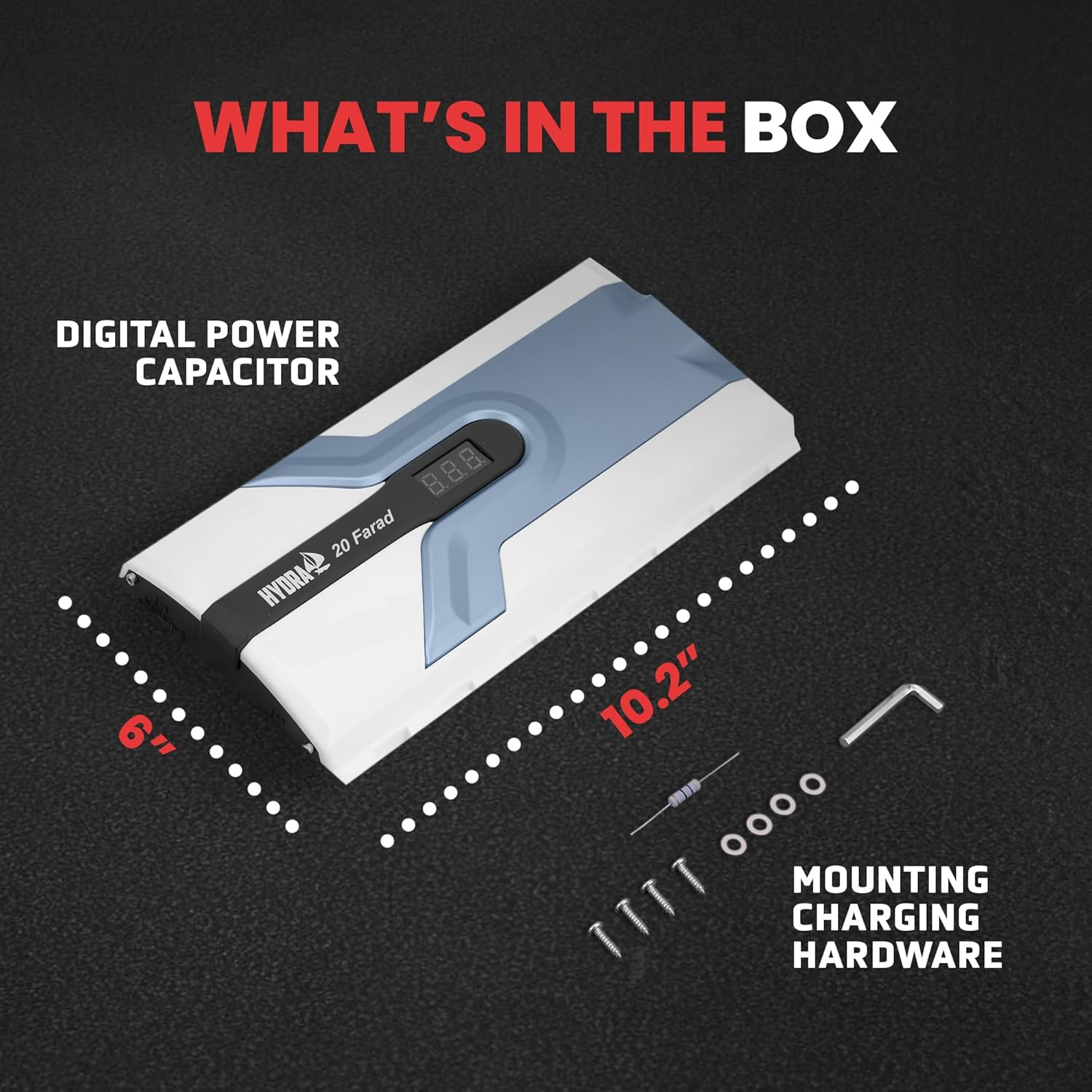 Pyle 20 Farad Digital Power Capacitor, High-Performance Car Audio Accessory with Blue Digital Display Voltage Readout and LED Flash, over Voltage Protection, Mounting Hardware, DC 12-24V image number 5