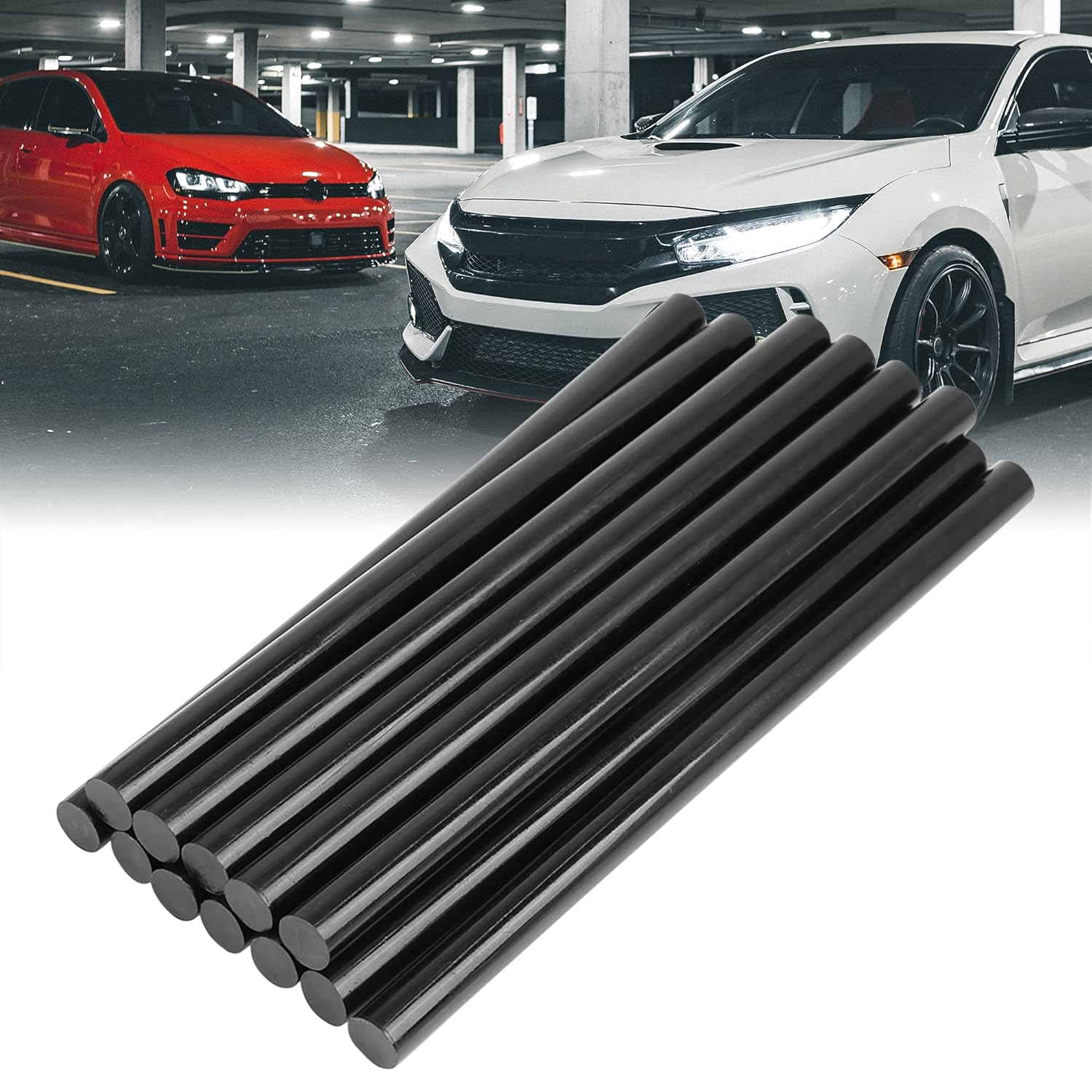 X AUTOHAUX 12 Pcs 11Mm X 200Mm Hot Glue Sticks Auto Body Paintless Dent Removal Repair Black for Car image number 1