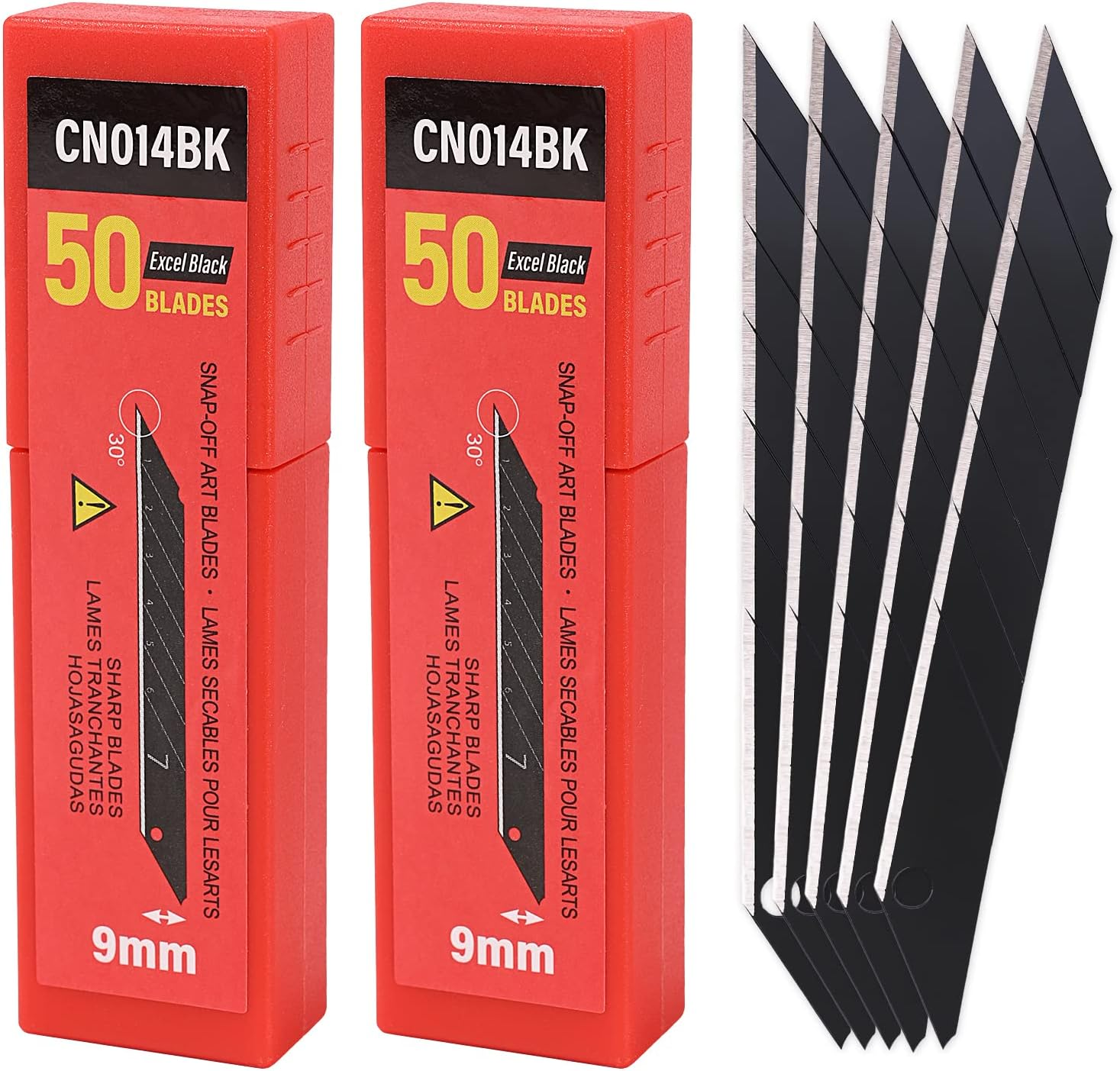 Gomake 9Mm Utility Knife Replacement Blades,30 Degree Snap off Carbon Steel Blades for Retractable Cutting Knives, Hobby, Craft Knife, Box Cutter 100Pcs-Black image number 2
