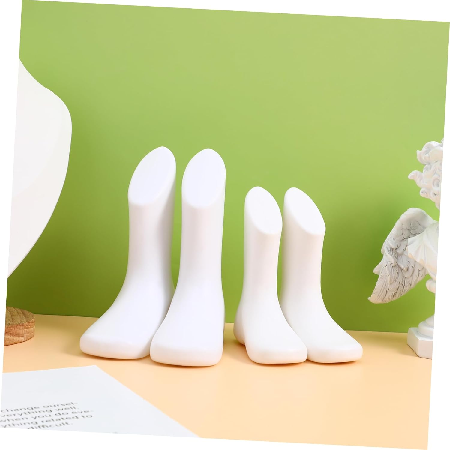BESTOYARD 4Pcs Baby Foot Mannequin Small Plastic Foot Model Reusable Shoe Display Mannequin for Store and Retail Supply White and Skin Tone 11.5Cm and 14Cm image number 3