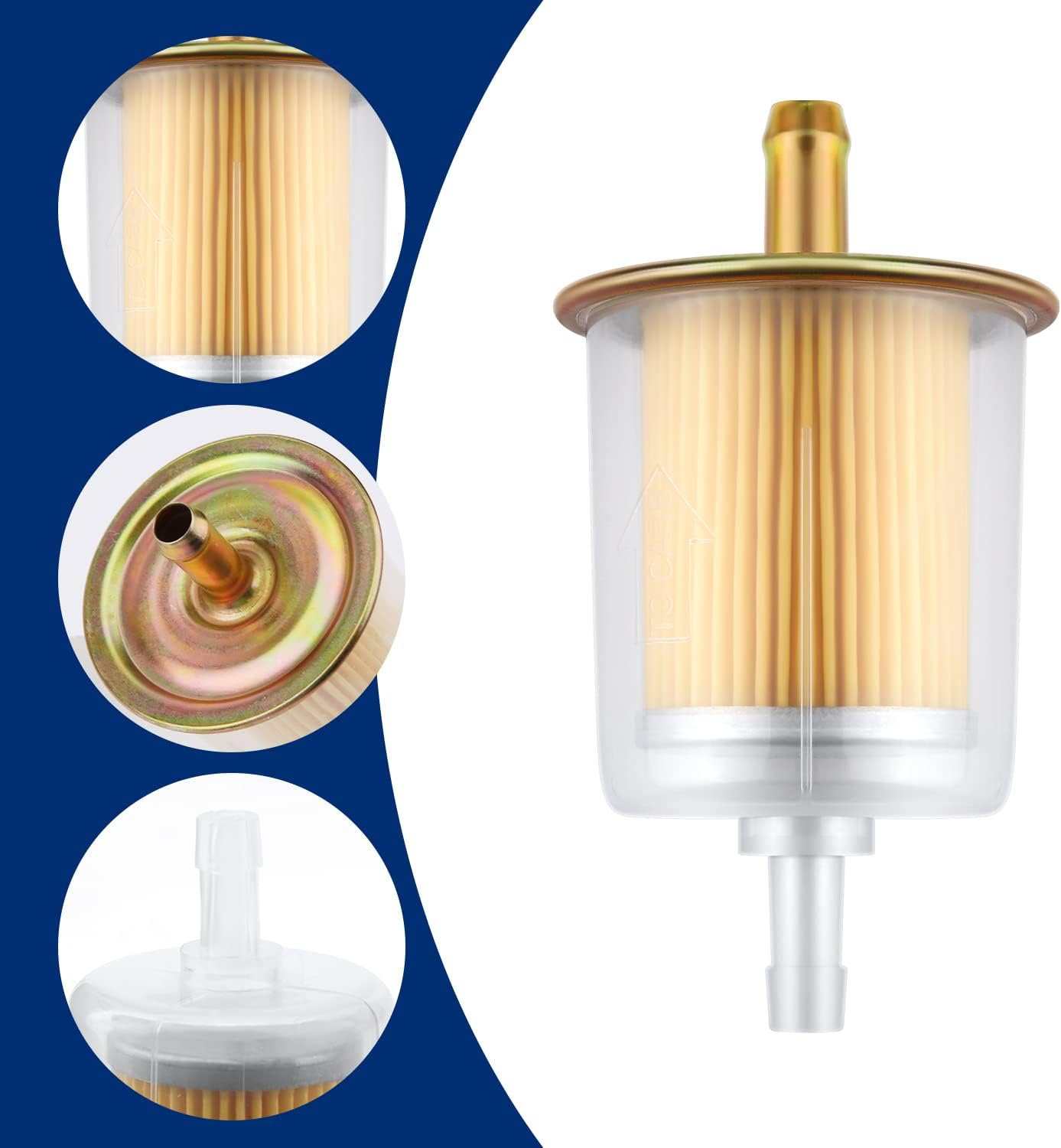 SAVITA 4Pcs 3/8" Universal Fuel Filters, Motorcycle Fuel Filter Inline Fuel Filter with 8Pcs Hose Clamps for Motorcycles Cars Generator Trucks Universal image number 3