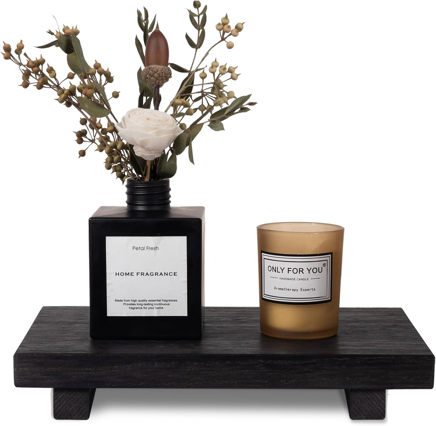 Zoocatia Small Wood Tray Pedestal Stand Farmhouse Bathroom Decor Decorative Wooden Riser Kitchen Soap Dish Holder for Vanity, Counter, Sink, Brown