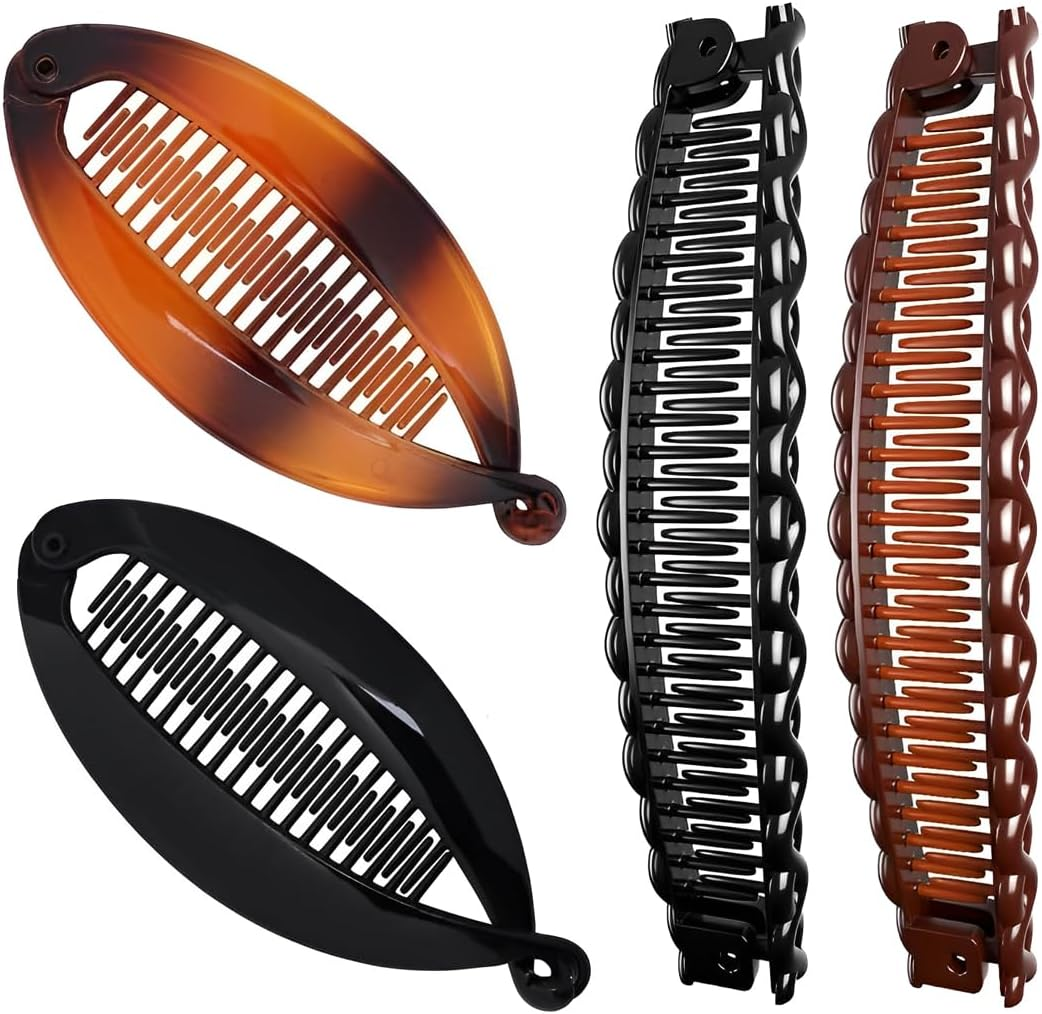 NHQZ 4-Piece Banana Clip Hair, Banana Clip, Retro Female Hair Accessory, Hair Comb, Banana Hair Clips, Women'S Thin Hairstyle, for Curly or Straight Hair Women and Girls image number 4