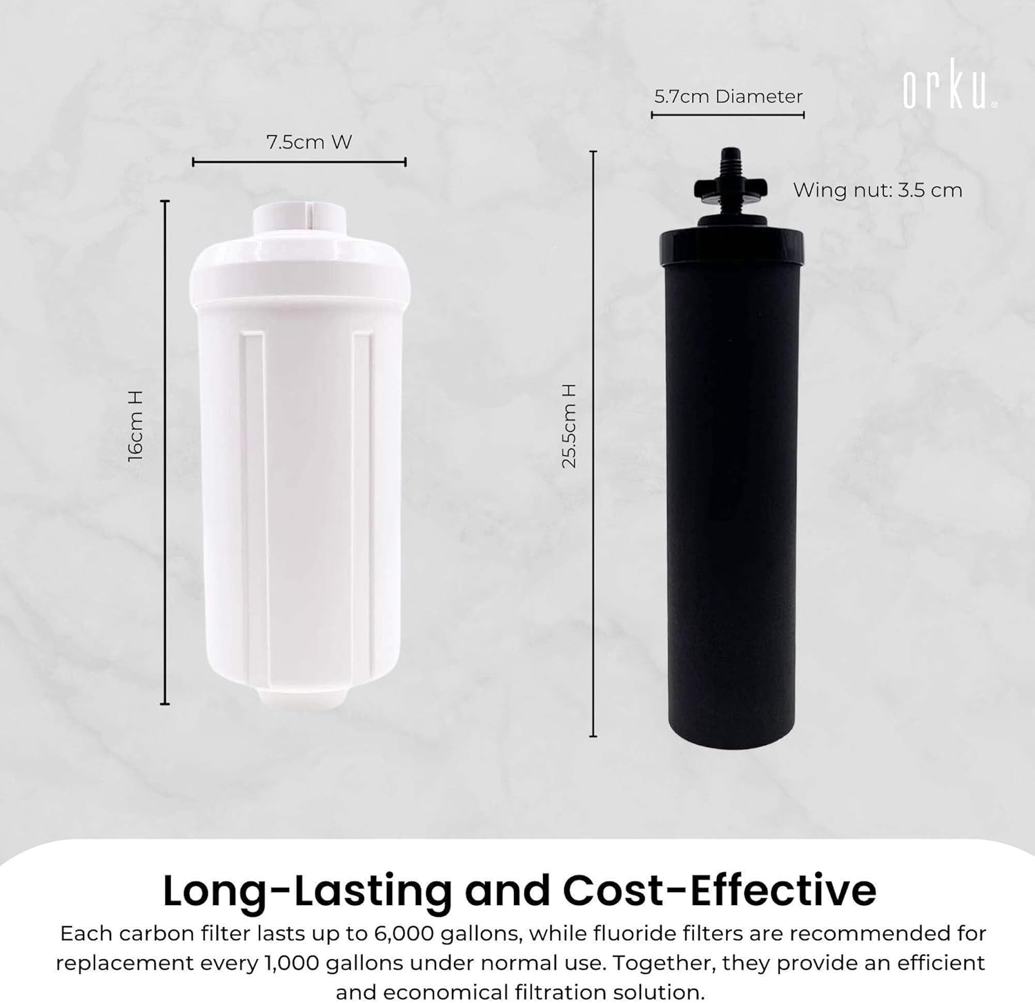 Orku Block Carbon + Fluoride Filter Pack - Replacement for Berkey Gravity System image number 3