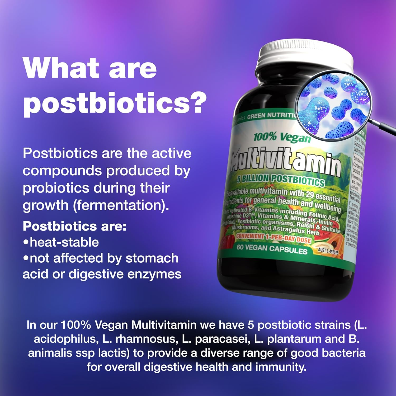 Green Nutritionals 100% Vegan Multivitamin 60 Capsules image number 4