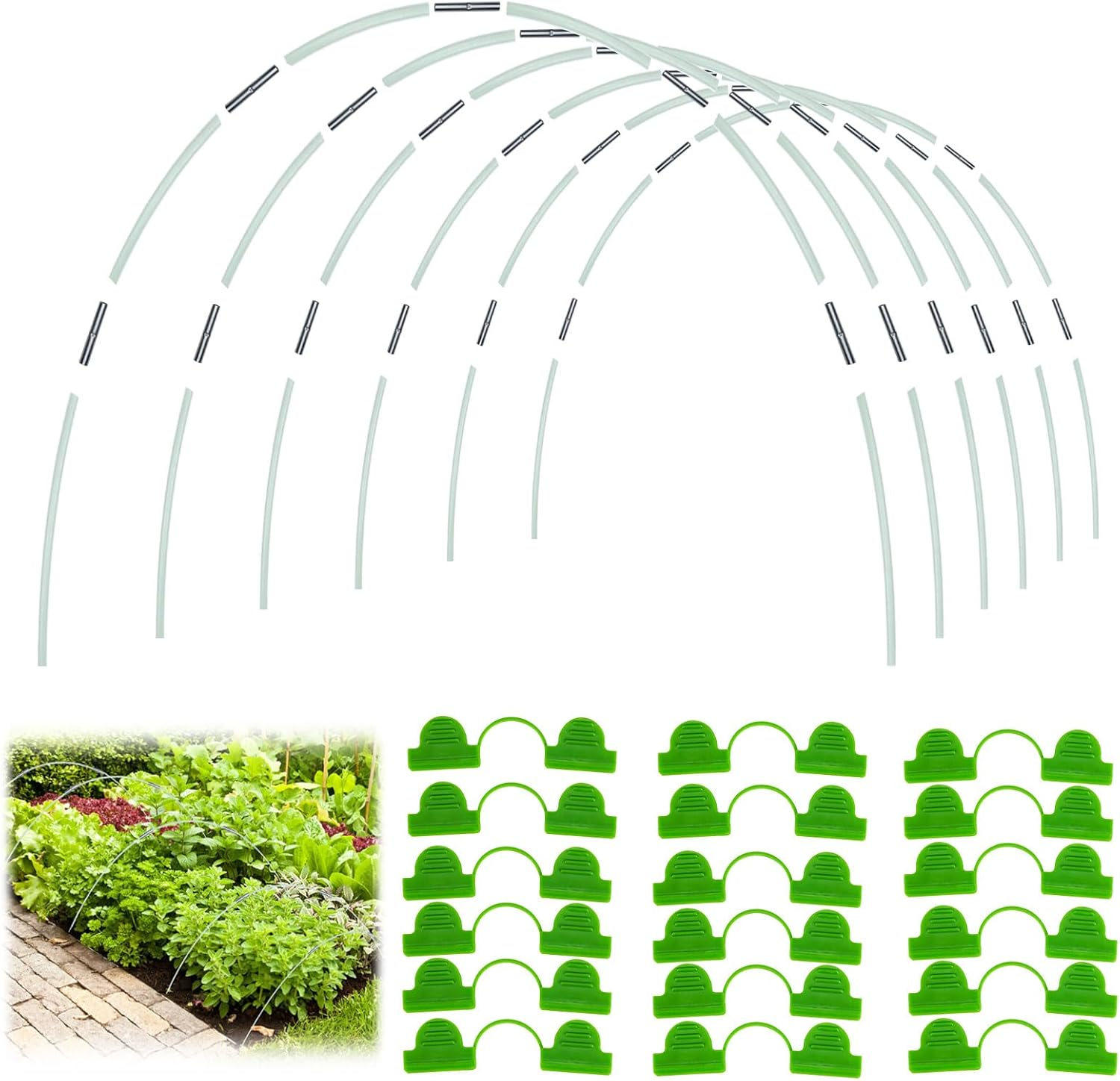 36Pcs Garden Hoops for Raised Beds, Hoops for Garden Netting, Garden Netting with Hoops for Row Cover