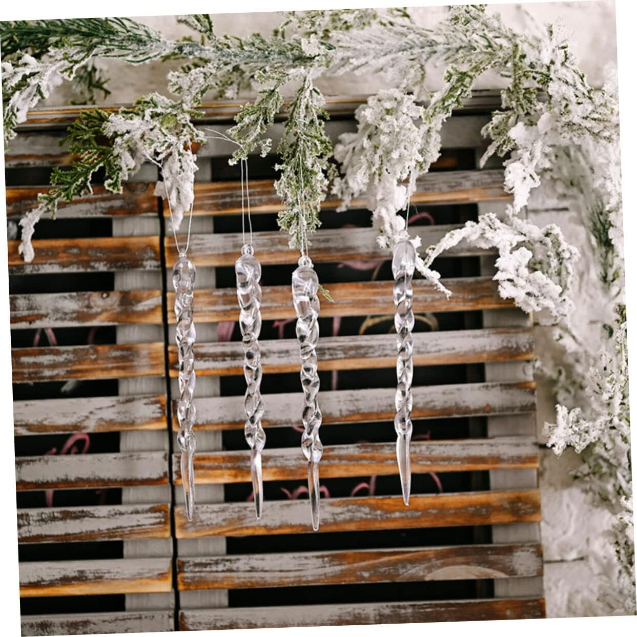 STAHAD 36Pcs Christmas Crystal Icicles Ornaments for Tree - Clear Glass Prism Decorations image number 5